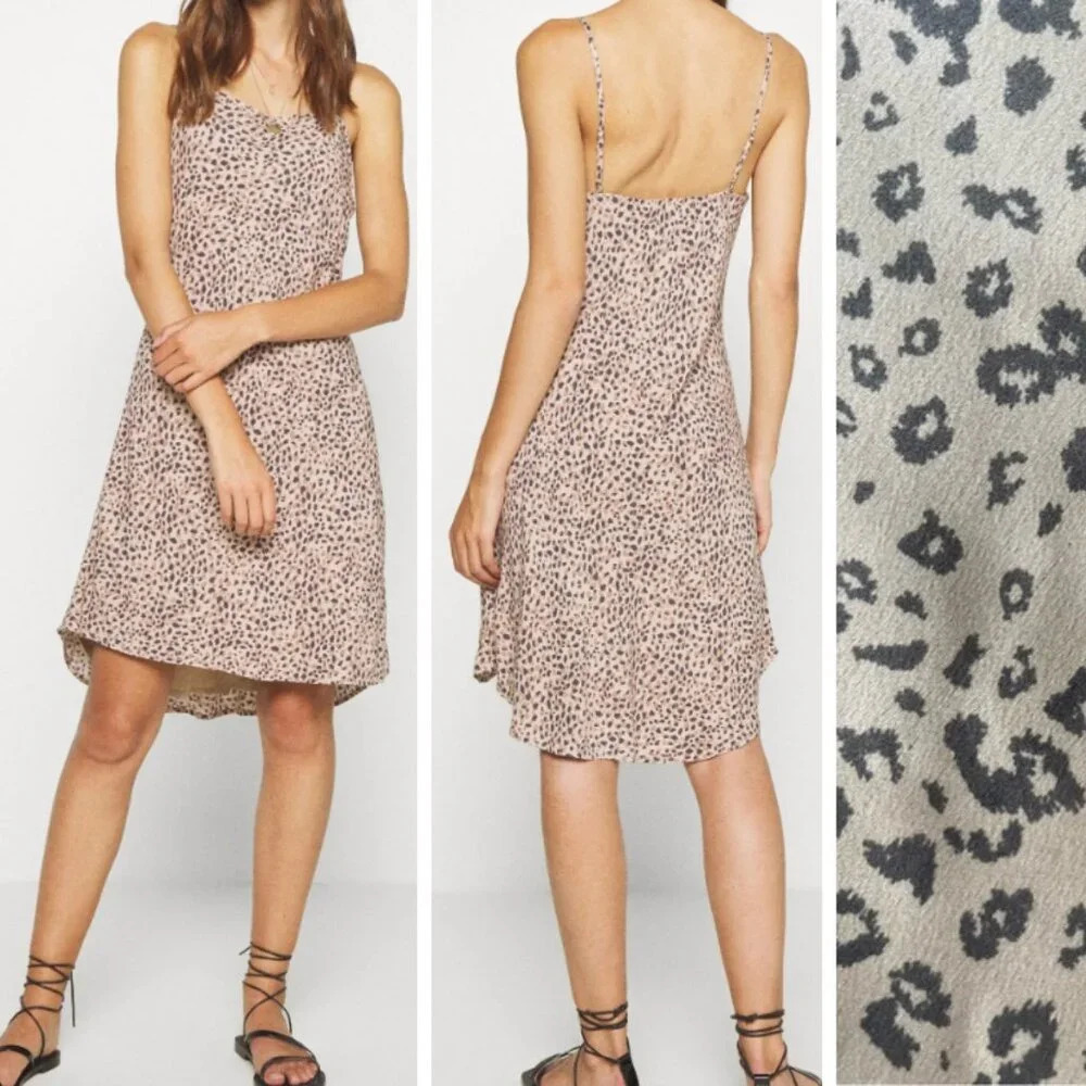 Abercrombie & Fitch Cream Cheetah Print Square Neck Slip Dress 22444